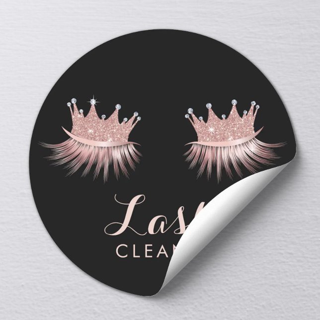 Lashes Cleaner Rose Gold Crown Eyelash Diva Classic Round Sticker (Creator Uploaded)