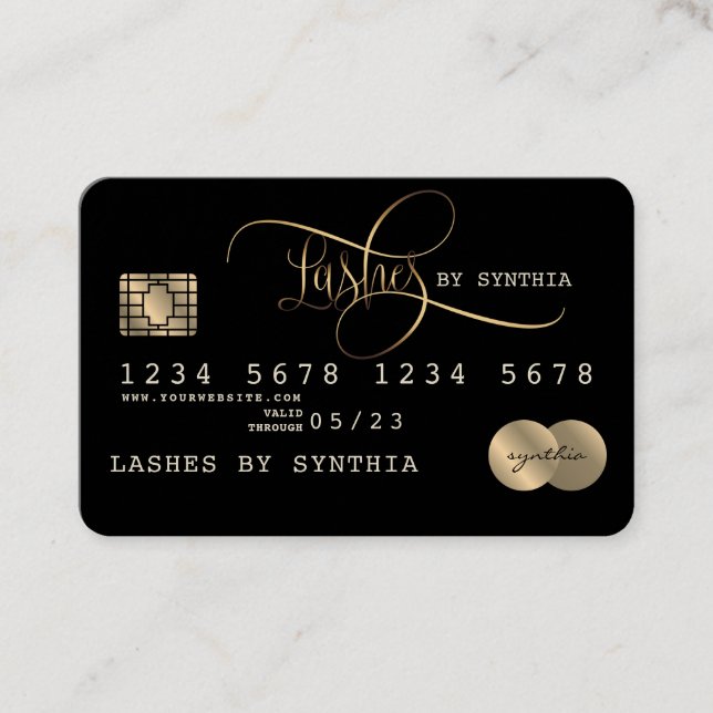 Lashes Credit Card Styled Black  Gold (Front)