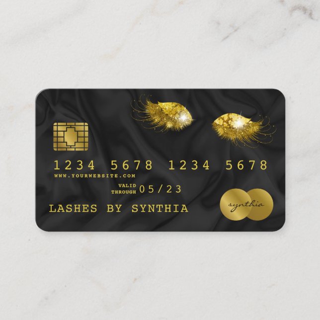 Lashes Credit Card Styled Black Silk Gold (Front)