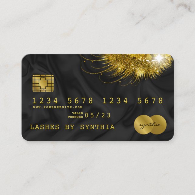 Lashes Credit Card Styled Black Silk Gold (Front)