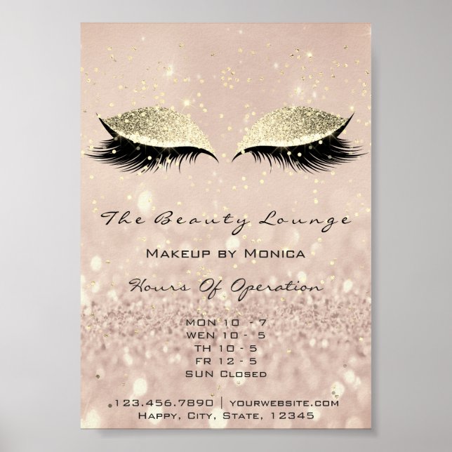 Lashes Extens Makeup Artist Glitter Beauty Salon Poster (Front)