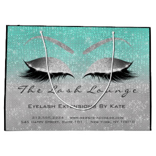 Lashes Extension Aftercare Instruction Silver Blue Large Gift Bag