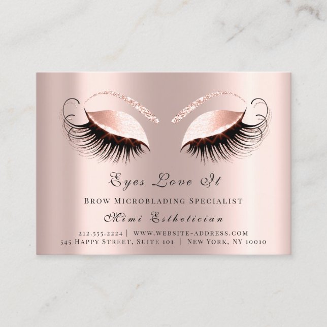 Lashes Extension Aftercare Instructions Pink Rose Appointment Card (Front)