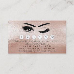 Lashes Extension Aftercare Instructions rose gold Business Card