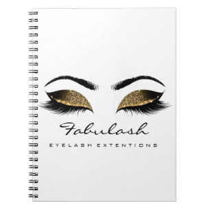 Lashes Extension Eye Makeup Artist Gold Chocolate Spiral Notebook