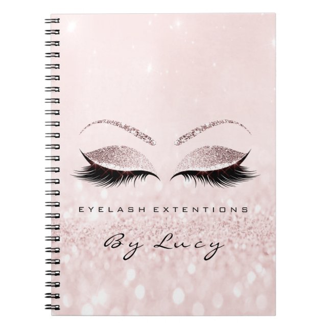 Lashes Extension Eyes Makeup Artist Glitter Pink Notebook (Front)