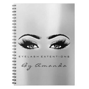 Lashes Extension Eyes Makeup Artist Grey Silver Notebook