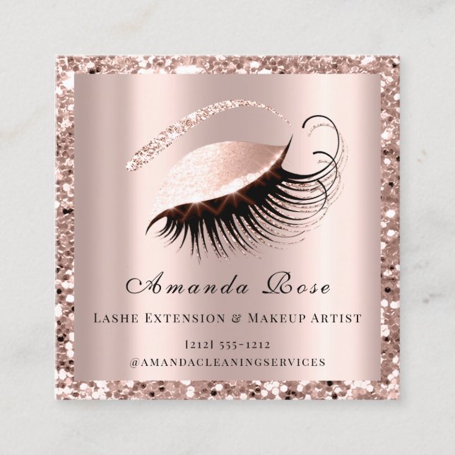 Lashes Extension Makeup Artist Beauty Rose Gold Appointment Card (Front)