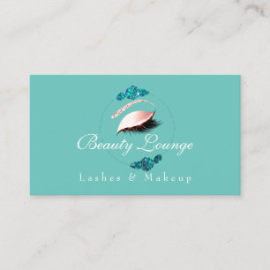 Lashes Extension Makeup Artist Florals Teal Roses Appointment Card
