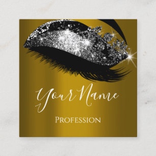 Lashes Extension Makeup Artist Mustard Silver Vip Square Business Card