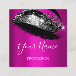 Lashes Extension Makeup Artist Pink Silver Vip Square Business Card