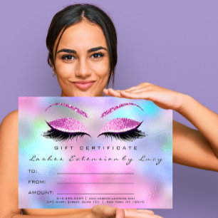Lashes Extension Makeup Certificate Gift Blue Pink