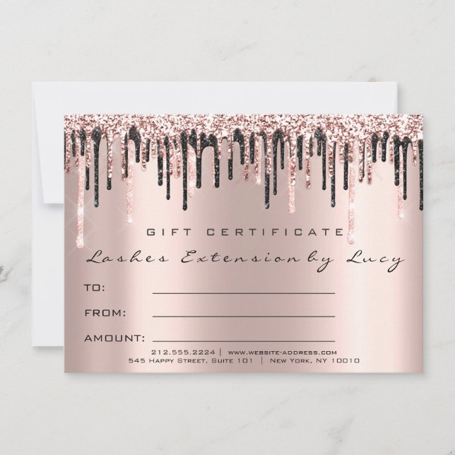 Lashes Extension Makeup Certificate Gift Glitter (Front)