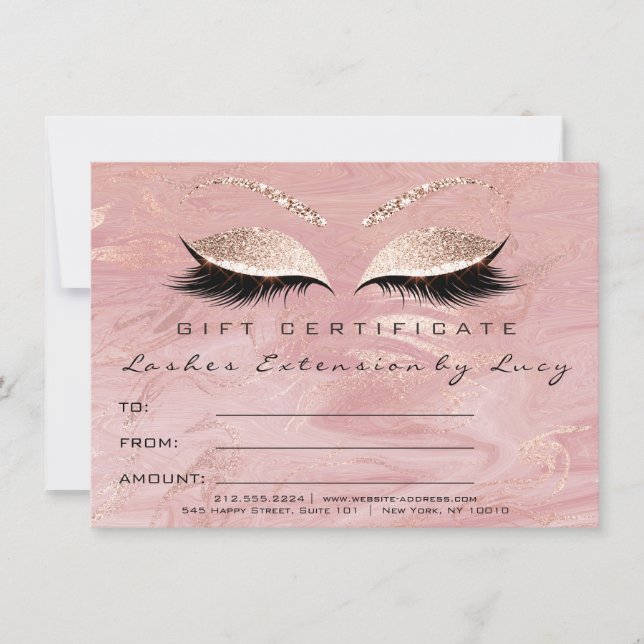 Lashes Extension Makeup Certificate Gift Marble (Front)