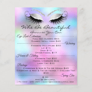 Lashes Extension Makeup Grey Price List Pink Flyer