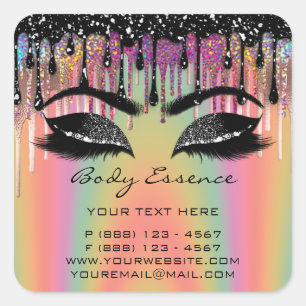 Lashes Extension Shop Holograph Black Coral Square Sticker