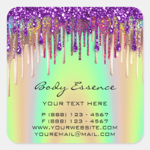 Lashes Extension Shop Holograph Purple Yellow Square Sticker