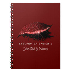Lashes Extension Silver Red Eyes Makeup Glitter Notebook