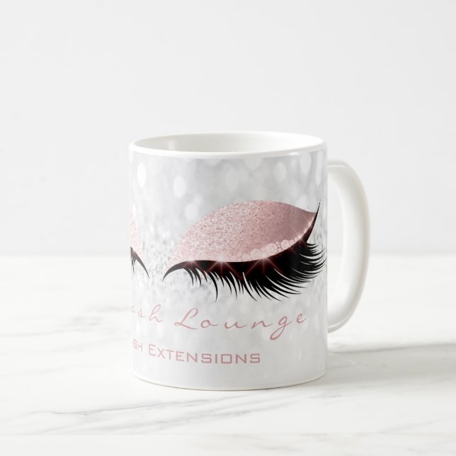 Lashes Extension Studio Pastel Pink Makeup Grey Coffee Mug (Front Right)