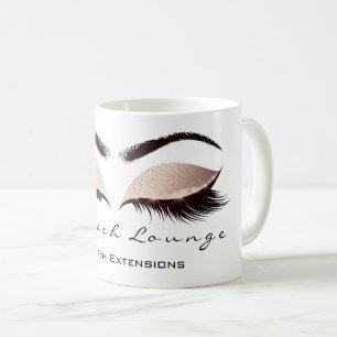 Lashes Extention Beauty Studio White Eyes Glitter Coffee Mug