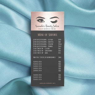 Lashes Eyelash Beauty Salon Rose Gold Price List Rack Card