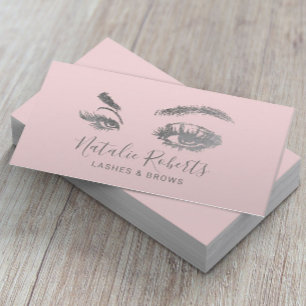 Lashes Eyelash Makeup Artist Blush Pink Salon Business Card