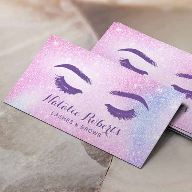 Lashes Eyelash Makeup Artist Pink Ombre Salon Business Card (Creator Uploaded)