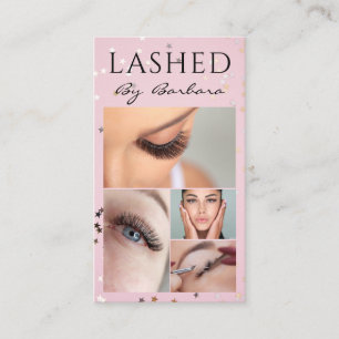 Lashes Eyelash Makeup Artist Pink sparkles Salon Business Card
