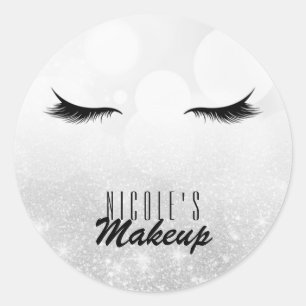 Lashes Eyelashes Extensions Silver Beauty Custom Classic Round Sticker