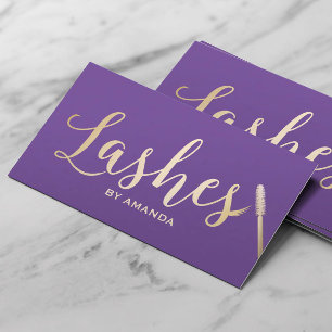 Lashes Eyes Makeup Artist Modern Purple & Gold Business Card