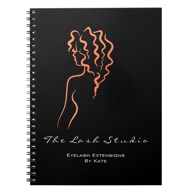 Lashes Eyes Makeup SPA Hair Artist Coral Name Logo Spiral Notebook (Front)