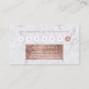 Lashes faux rose gold typography marble loyalty card