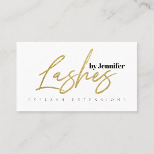 Lashes Gold Glitter Typography Script Eyelashes Business Card