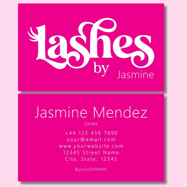 Lashes Hot Pink Professional Chic Business Card (Creator Uploaded)