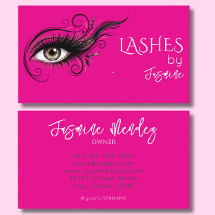Lashes Hot Pink Professional Elegant Simple Script Business Card