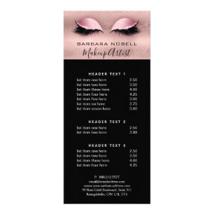 Lashes Lash Makeup Service Menu Rose Gold
