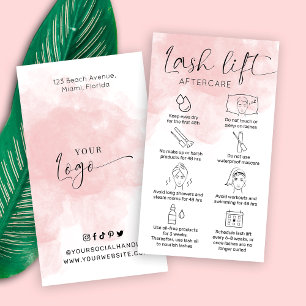 Lashes Lift & Tint Care Guide Blush Watercolor Business Card