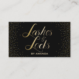 Lashes & Locks Makeup Artist Modern Black & Gold Business Card