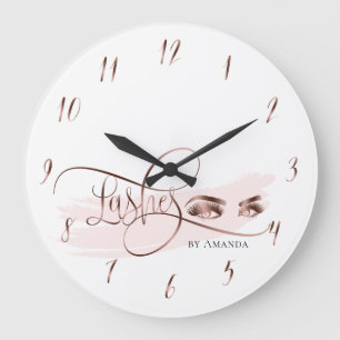 Lashes Makeup artist Beauty Eyes Rose Gold Large Clock