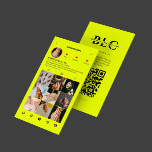 Lashes Makeup Artist Beauty Salon Neon Yellow IG Business Card