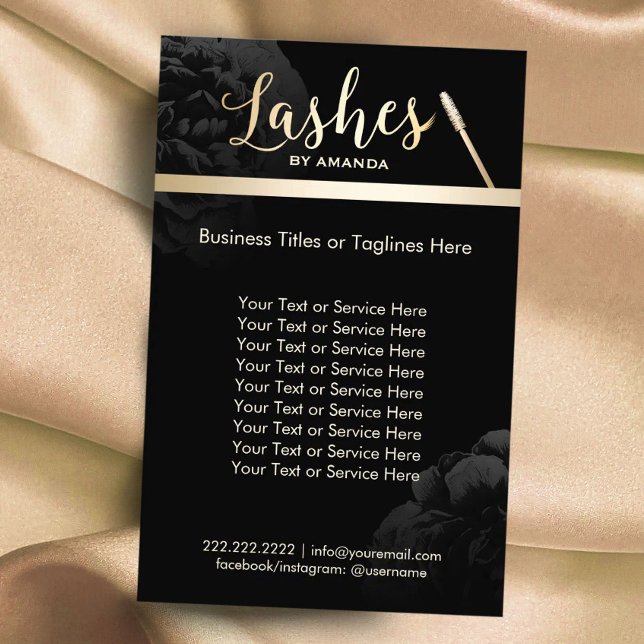 Lashes Makeup Artist Black Floral Beauty Salon Flyer (Creator Uploaded)
