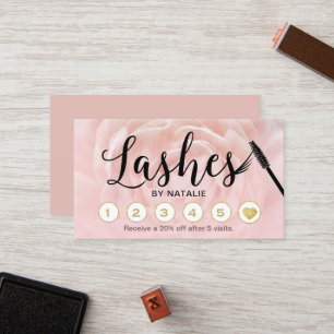 Lashes Makeup Artist Blush Pink Floral Loyalty Card