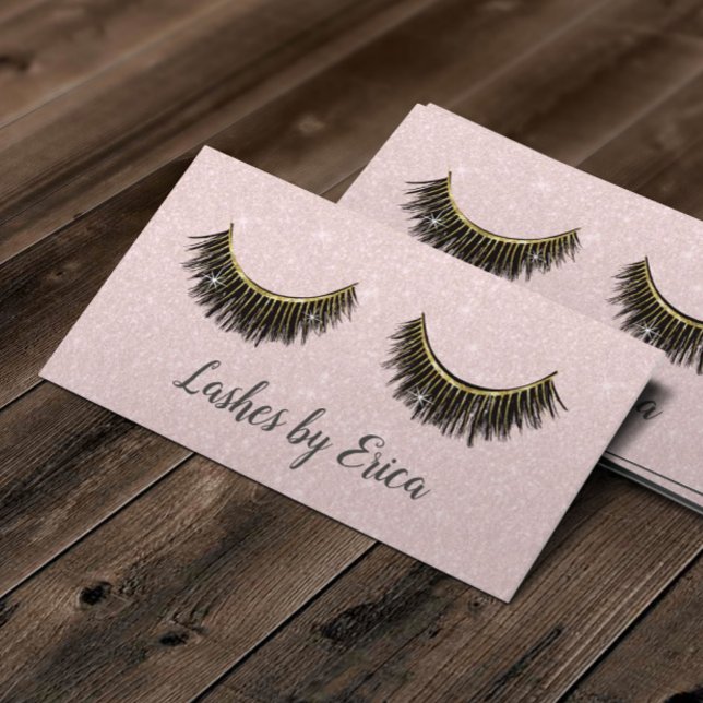 Lashes Makeup Artist Blush Pink Glitter Loyalty Card (Creator Uploaded)