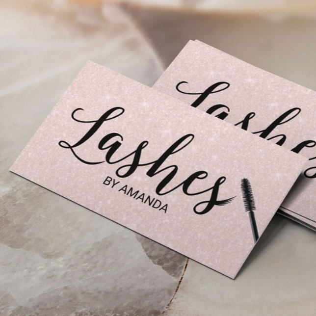 Lashes Makeup Artist Blush Rose Gold Typography Business Card (Creator Uploaded)