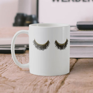 Lashes Makeup Artist Chic Gold Eyelash Extensions Coffee Mug