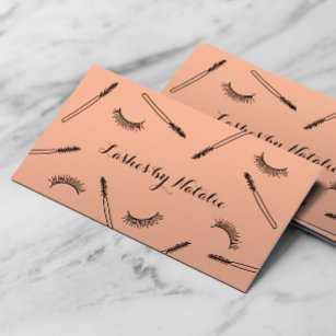 Lashes Makeup Artist Cute Eyelash Salon Peach Business Card