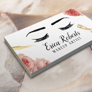 Lashes Makeup Artist Elegant Floral Beauty Salon Business Card