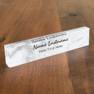 Lashes Makeup Artist Event Planner Marble Gray Nameplate