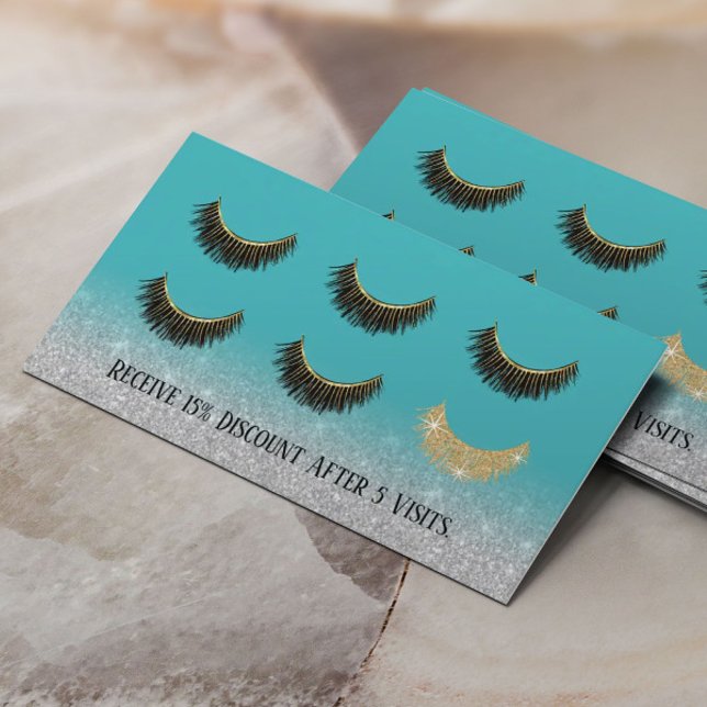 Lashes Makeup Artist Eyelash Turquoise Loyalty Card (Creator Uploaded)