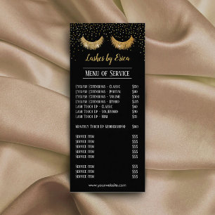 Lashes Makeup Artist Gold Confetti Price List Rack Card